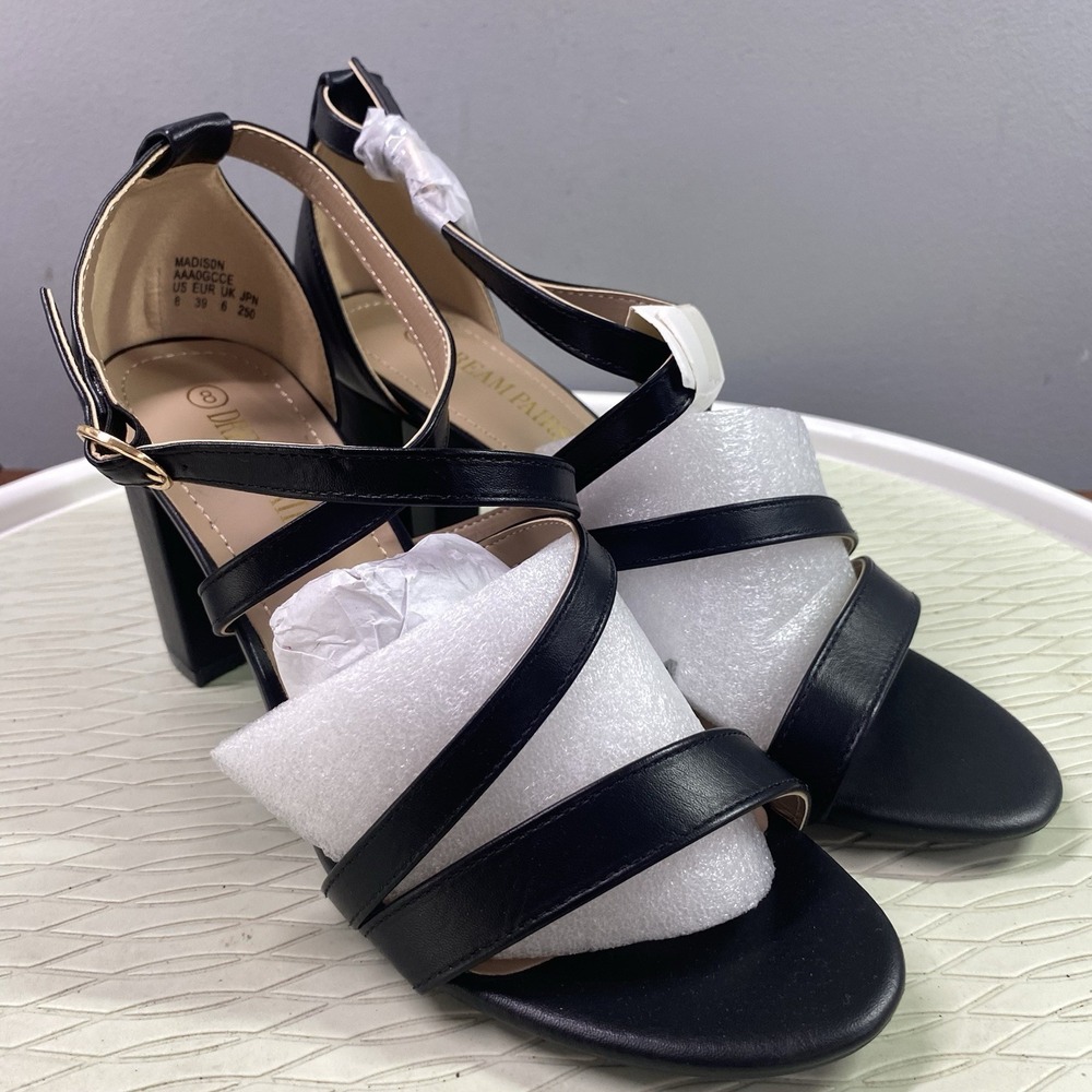 Dream Pairs Madison Strappy Dress Shoes Women's Black Sz.8 NWB Wedding Prom